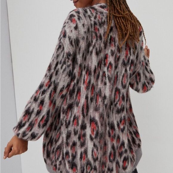 Anthropologie Zoey Leopard Cardigan Sweater Size Large - Picture 3 of 10